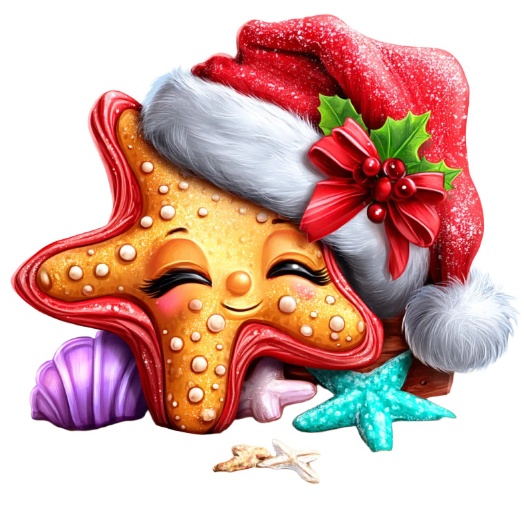 Christmas Starfish Vinyl Car Decal Sticker – Waterproof & UV-Resistant 8"