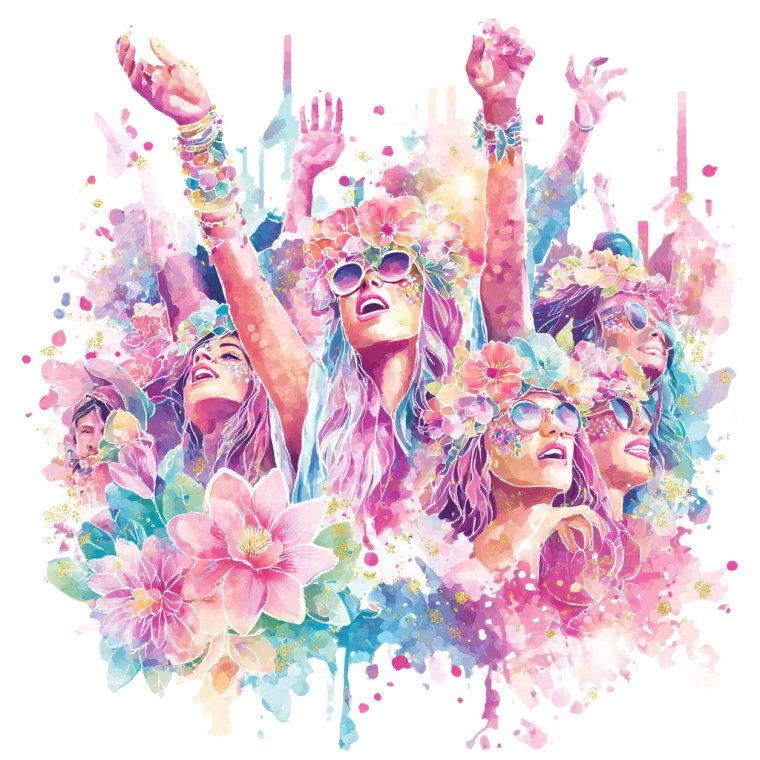 Summer Festival Crowd V2 Vinyl Car Decal Sticker – Waterproof & UV-Resistant 8"