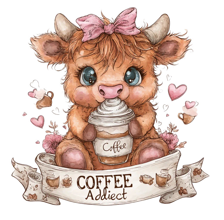 Baby Highland Cow V5 Vinyl Car Decal Sticker – Waterproof & UV-Resistant 8"