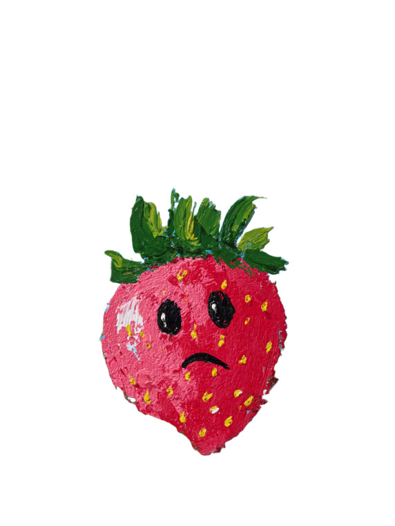 Sad Strawberry Painting Vinyl Car Decal Sticker – Waterproof & UV-Resistant 8"