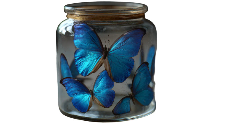 Blue Butterflies Jar Vinyl Car Decal Sticker – Waterproof & UV-Resistant 