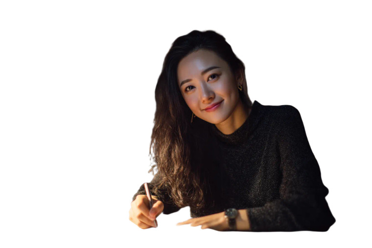 Chinese Woman Writing V2 Vinyl Car Decal Sticker – Waterproof & UV-Resistant 8"