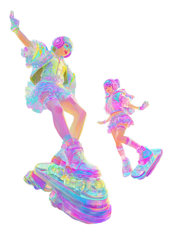 Neon Hoverboard Girls Vinyl Car Decal Sticker – Waterproof & UV-Resistant 8"