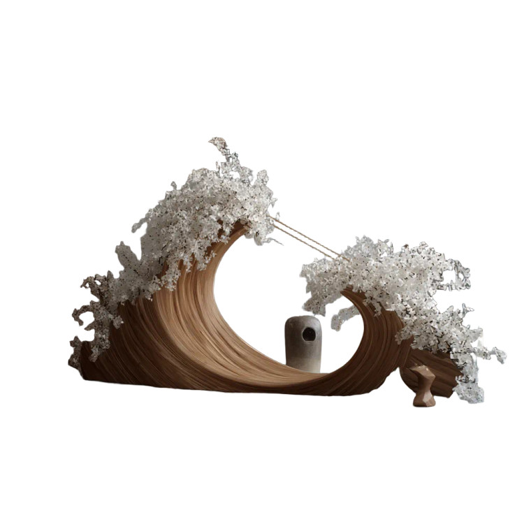 Wooden Wave Sculpture Vinyl Car Decal Sticker – Waterproof & UV-Resistant 8"