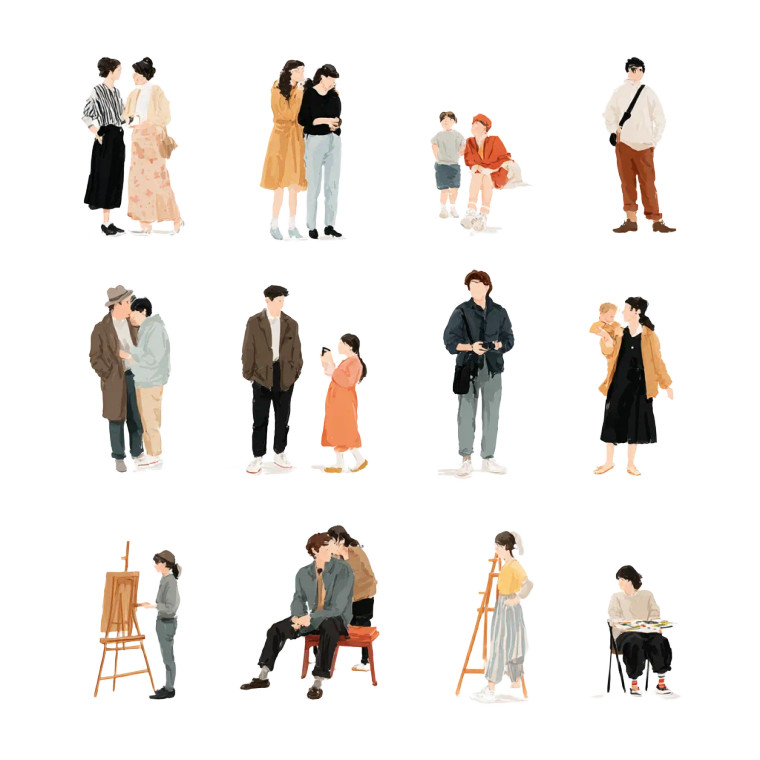 Minimalist People Illustrations Vinyl Car Decal Sticker – Waterproof & UV-Resistant 8"