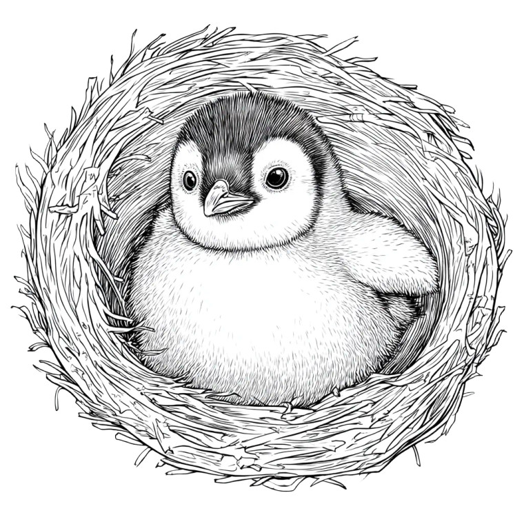 Penguin Chick Coloring Vinyl Car Decal Sticker – Waterproof & UV-Resistant 8"