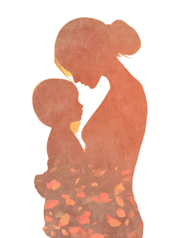 Mother-Child Silhouette Vinyl Car Decal Sticker – Waterproof & UV-Resistant 8"