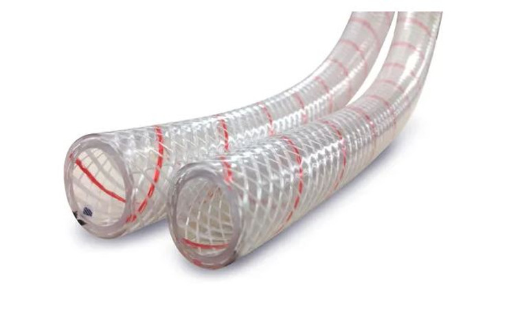 Sierra Marine Fresh Water Hose | 3/4 Inch | 250ft Length | PVC Clear with Red Tracer