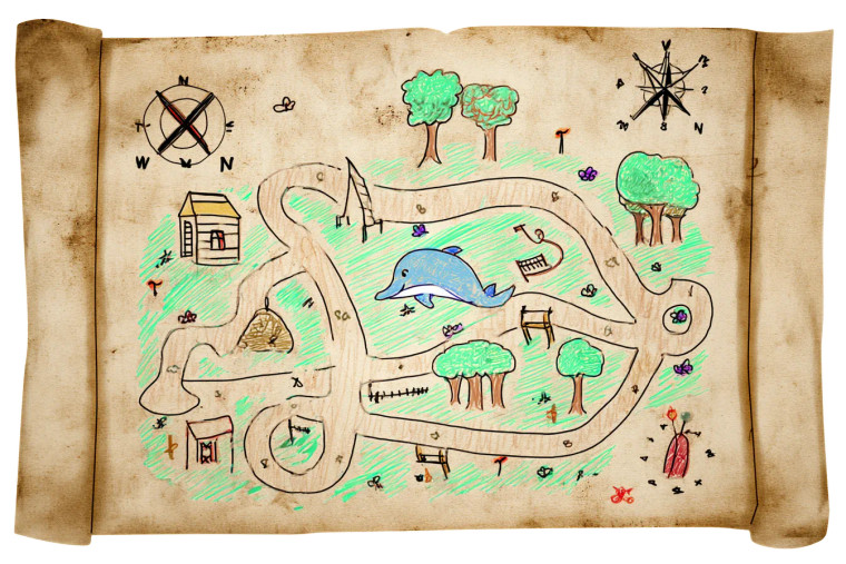 Whimsical Treasure Map Vinyl Car Decal Sticker – Waterproof & UV-Resistant 8"