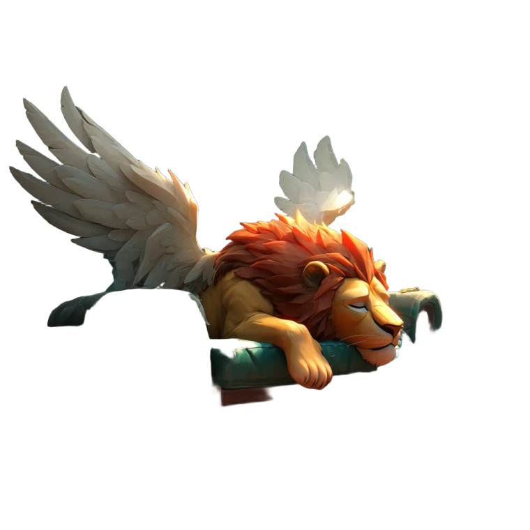 Winged Sleeping Lion Vinyl Car Decal Sticker – Waterproof & UV-Resistant 8"