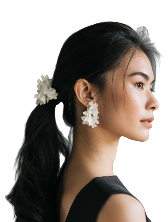 Porcelain Flower Earrings Vinyl Car Decal Sticker – Waterproof & UV-Resistant 8"