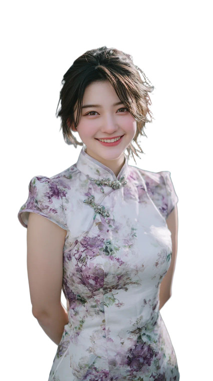 Smiling Girl Qipao Vinyl Car Decal Sticker – Waterproof & UV-Resistant 8"