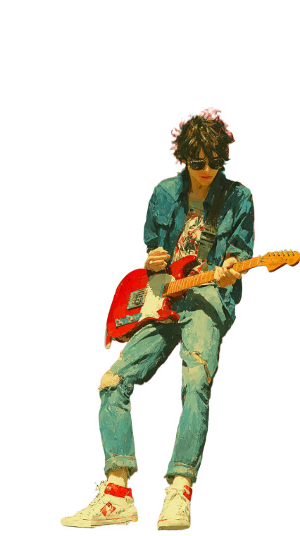Stylish Guitarist 1984 Vinyl Car Decal Sticker – Waterproof & UV-Resistant 8"