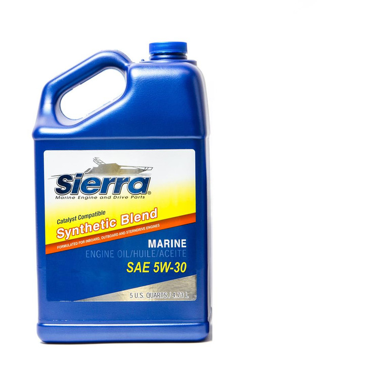 Sierra Marine SAE 5W-30 Semi-Synthetic Oil | Ultra-High Performance, FC-W/ API SM Certified, 5 Quart Jug