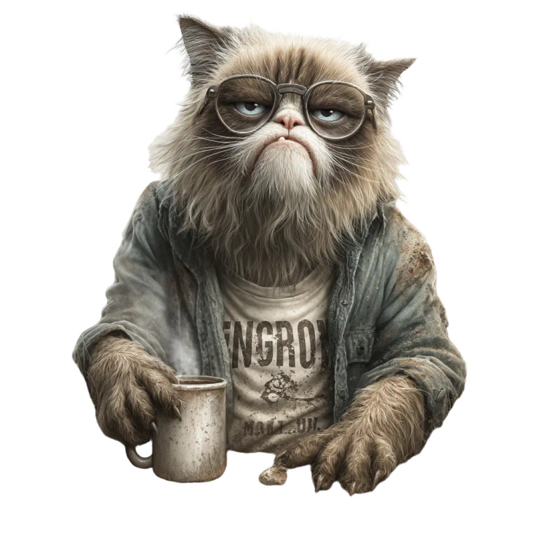 Grumpy Coffee Cat V2 Vinyl Car Decal Sticker – Waterproof & UV-Resistant 8"