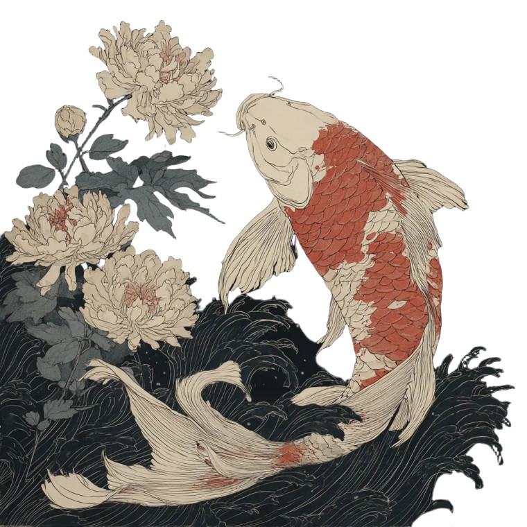 Koi Fish Drawing Vinyl Car Decal Sticker – Waterproof & UV-Resistant 