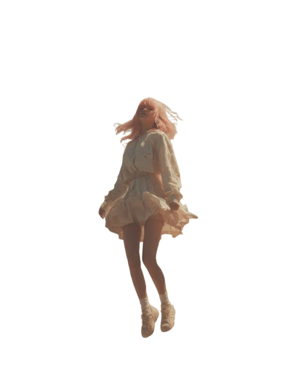 Levitating Pink-Haired Girl Vinyl Car Decal Sticker – Waterproof & UV-Resistant 