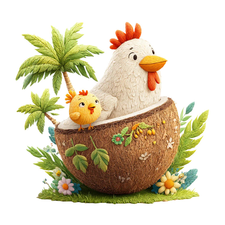 Coconut And Chicken Vinyl Car Decal Sticker – Waterproof & UV-Resistant 