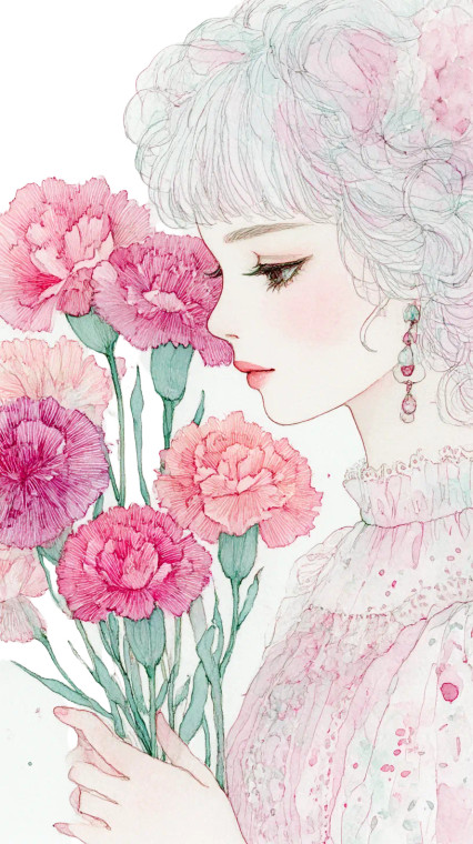 Carnation And Girl Vinyl Car Decal Sticker – Waterproof & UV-Resistant 