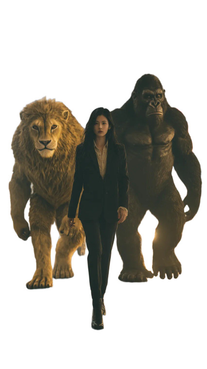 Confident Woman With Beasts Vinyl Car Decal Sticker – Waterproof & UV-Resistant 