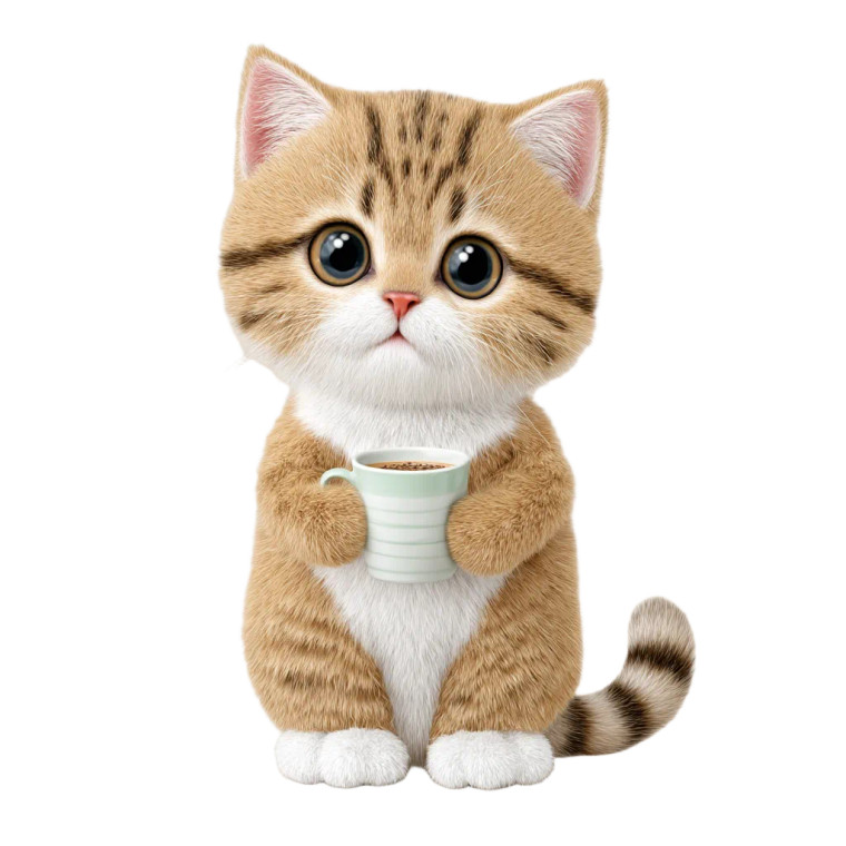 Kitten With Coffee Vinyl Car Decal Sticker – Waterproof & UV-Resistant 