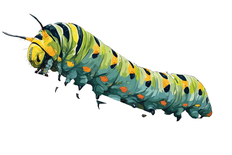 Caterpillar On Grassblade Vinyl Car Decal Sticker – Waterproof & UV-Resistant 
