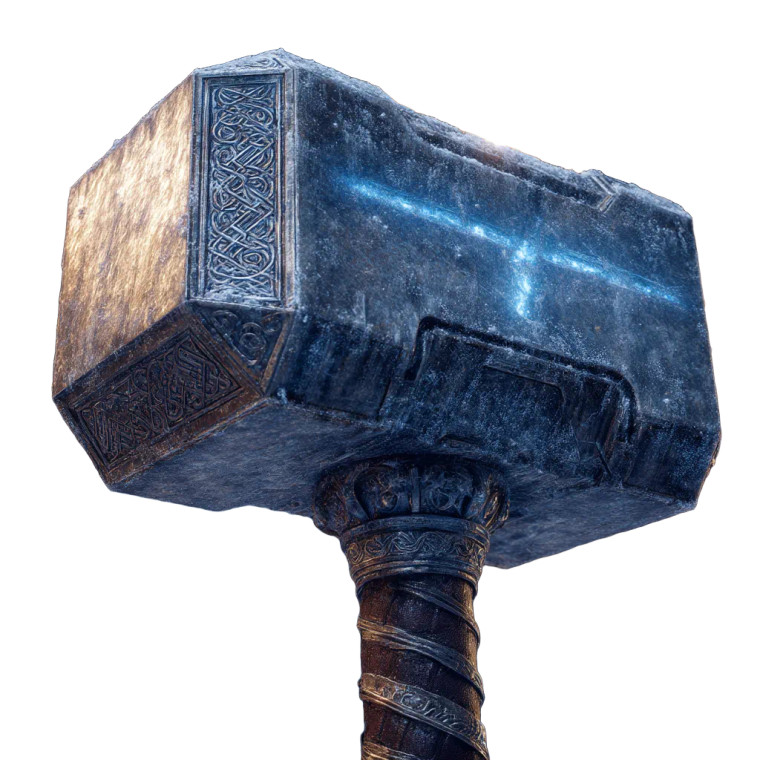 Ice-Enchanted Mjolnir Vinyl Car Decal Sticker – Waterproof & UV-Resistant 