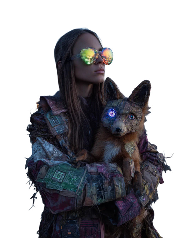 Glitch Fox Guardian Vinyl Car Decal Sticker – Waterproof & UV-Resistant 