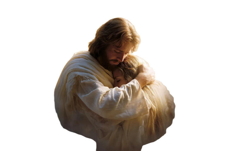 Jesus Comforting Soul V2 Vinyl Car Decal Sticker – Waterproof & UV-Resistant 