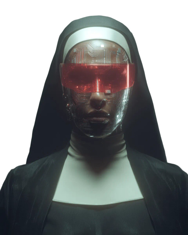 Futuristic Creepy Nun Vinyl Car Decal Sticker – Waterproof & UV-Resistant 
