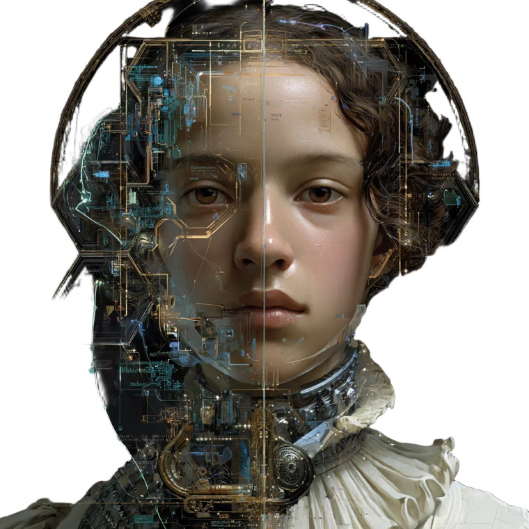 Cyber-Baroque Portrait Vinyl Car Decal Sticker – Waterproof & UV-Resistant 