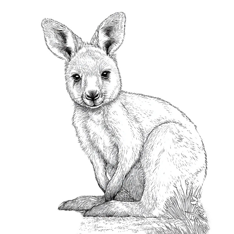 Baby Kangaroo Coloring Vinyl Car Decal Sticker – Waterproof & UV-Resistant 