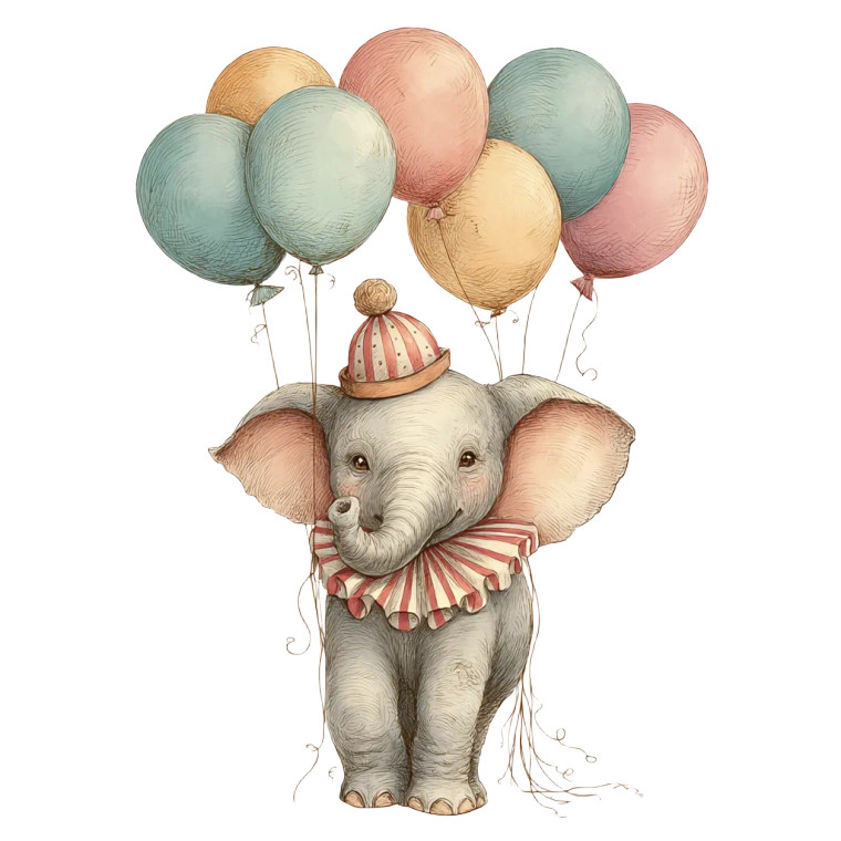 Circus Elephant Balloons Vinyl Car Decal Sticker – Waterproof & UV-Resistant 