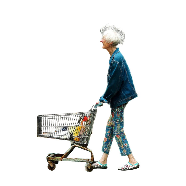 Old Lady Shopping Vinyl Car Decal Sticker – Waterproof & UV-Resistant 