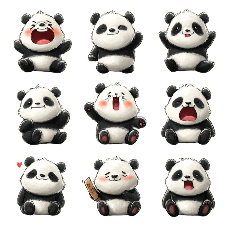 Panda Emoji Set Vinyl Car Decal Sticker – Waterproof & UV-Resistant 