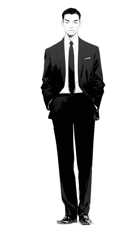 Expressionless Asian Man Vinyl Car Decal Sticker – Waterproof & UV-Resistant 