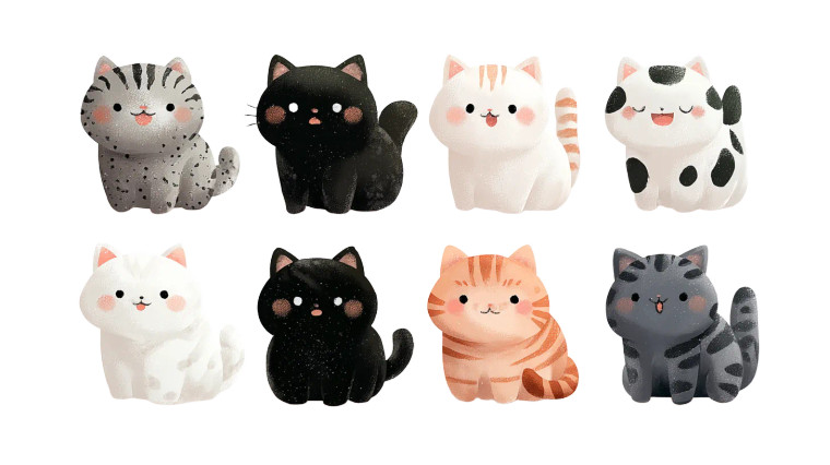 Cute Kitty Stickers V2 Vinyl Car Decal Sticker – Waterproof & UV-Resistant 