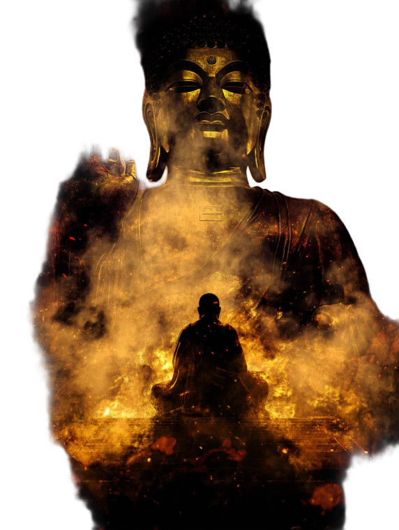 Golden Monk Silhouette Vinyl Car Decal Sticker – Waterproof & UV-Resistant 