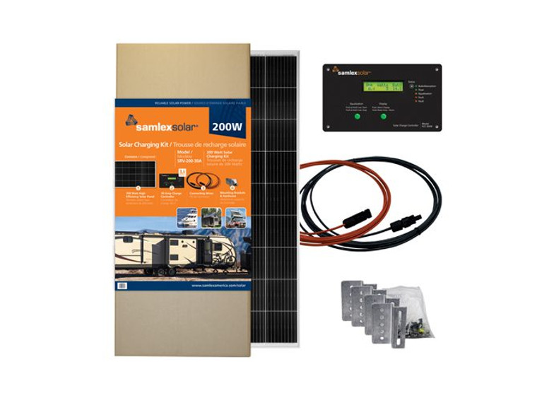 Power Up Anywhere with Samlex America 200W Solar Kit | Monocrystalline Panel | 30 Amp Controller | Micro-Processor Control