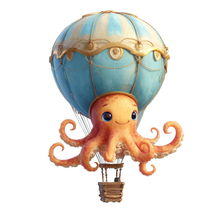 Cute Octopus Balloon Vinyl Car Decal Sticker – Waterproof & UV-Resistant 