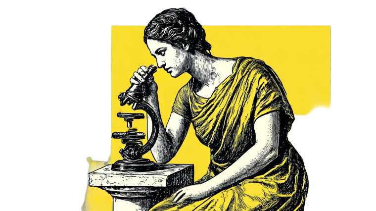 Woman With Microscope Vinyl Car Decal Sticker – Waterproof & UV-Resistant 