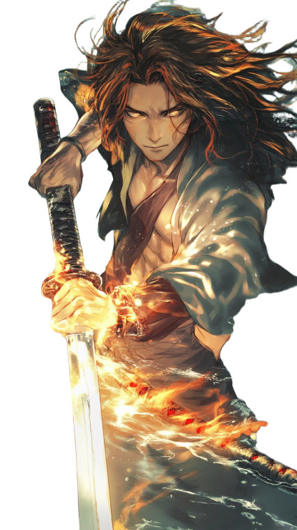 Fiery Sword Warrior Vinyl Car Decal Sticker – Waterproof & UV-Resistant 