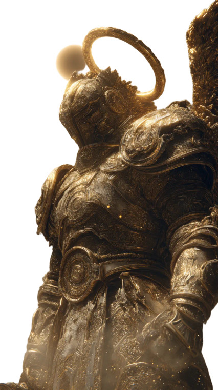 Golden Armored God Vinyl Car Decal Sticker – Waterproof & UV-Resistant 