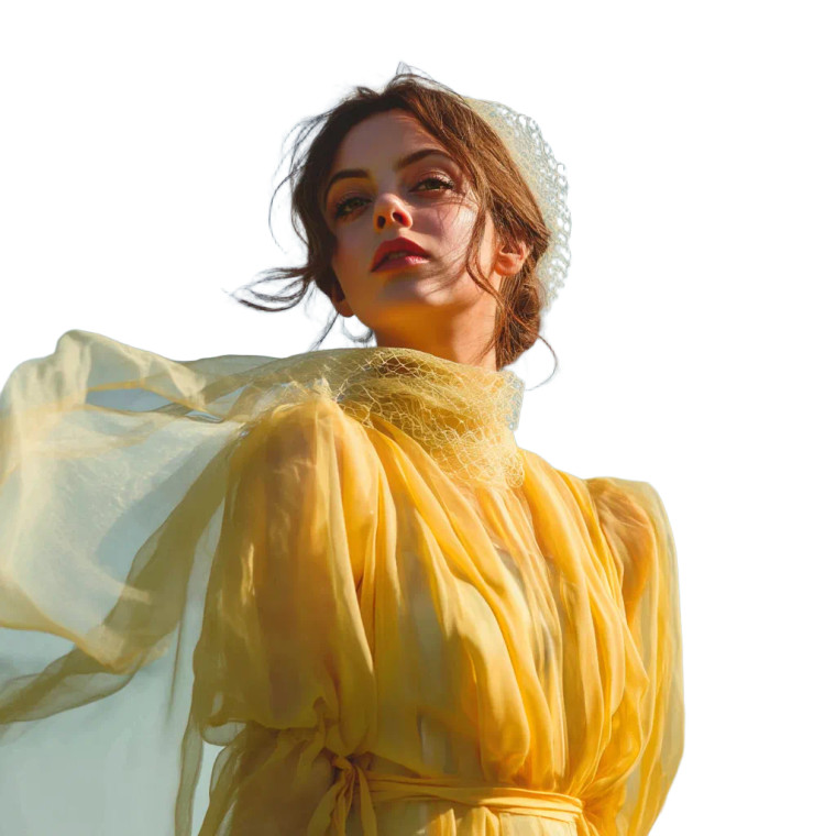 Yellow Chiffon Dress Vinyl Car Decal Sticker – Waterproof & UV-Resistant 