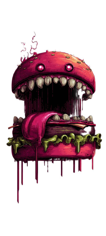 Burger Monster Vinyl Car Decal Sticker – Waterproof & UV-Resistant 