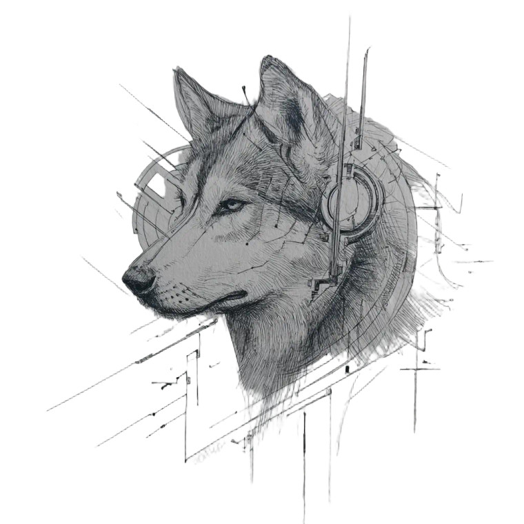 Cyberpunk Wolf Sketch Vinyl Car Decal Sticker – Waterproof & UV-Resistant 
