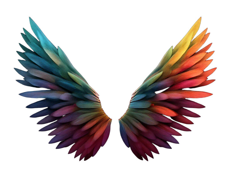 Feathered Rainbow Wings Vinyl Car Decal Sticker – Waterproof & UV-Resistant 