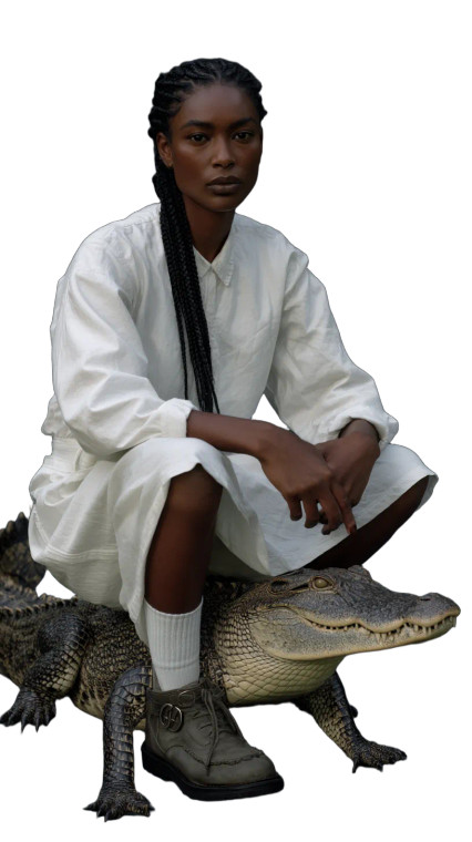 Model With Alligator Vinyl Car Decal Sticker – Waterproof & UV-Resistant 