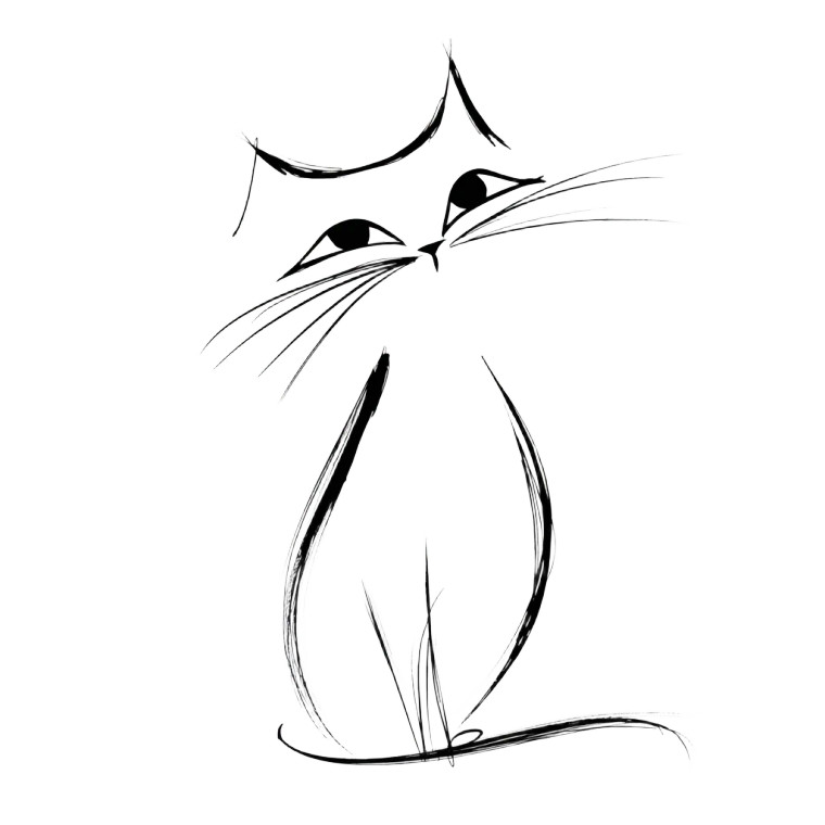 Cartoon Cat Outline Vinyl Car Decal Sticker – Waterproof & UV-Resistant 