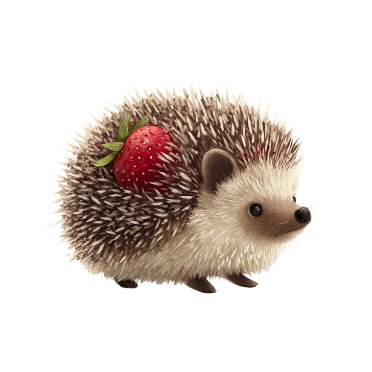 Hedgehog With Strawberry Vinyl Car Decal Sticker – Waterproof & UV-Resistant 